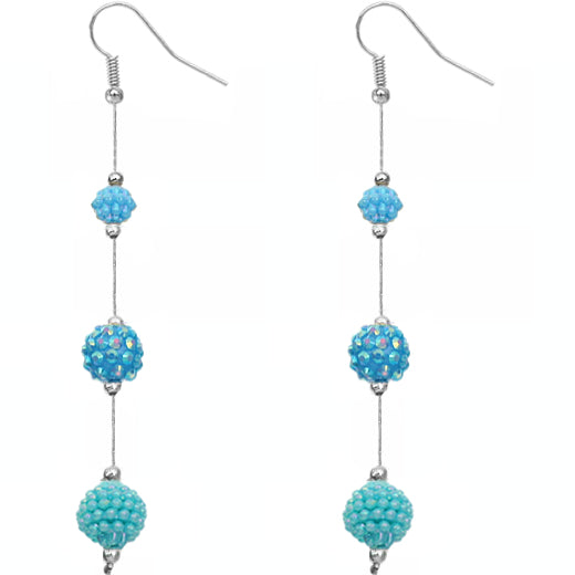 Blue Beaded Fireball Gradual Drop Earrings
