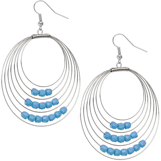 Blue Bead Hoops