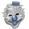 Blue Bead Rhinestone Clown Adjustable Ring