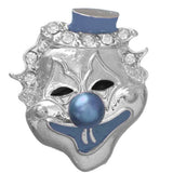 Blue Bead Rhinestone Clown Adjustable Ring