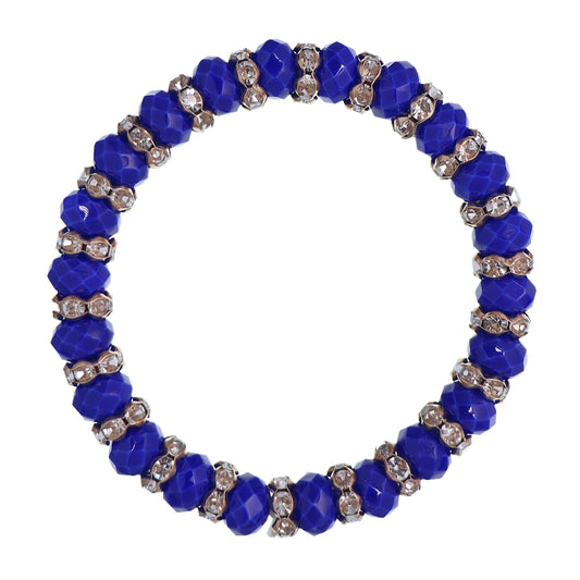 Blue Rhinestone Stretch Bead Bracelet