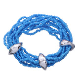 Blue Stacked Sequin Beaded Stretch Bracelet