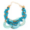 Blue Beaded Circular Shell Chain Link Bracelet
