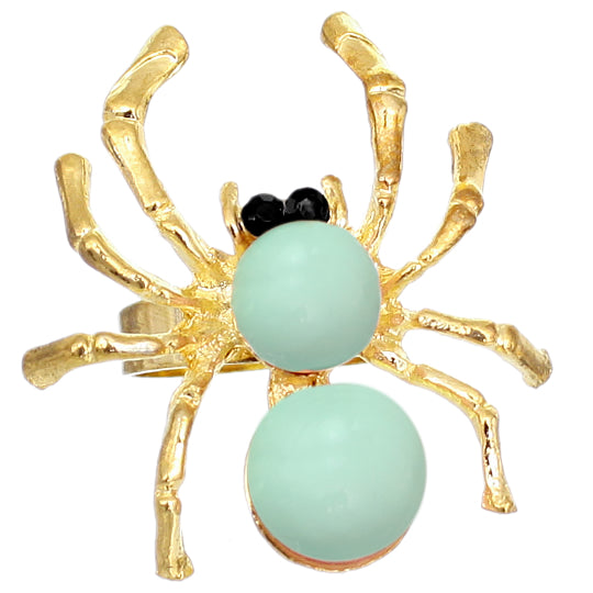 Mint Beaded Spider Adjustable Ring