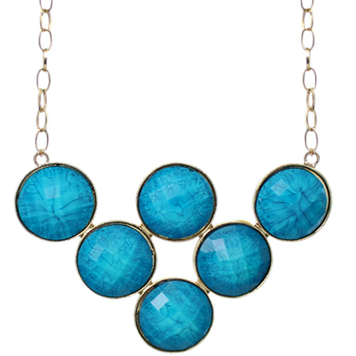 Blue Beaded Statement Chain Necklace