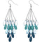 Blue Transparent Beaded Chandelier Earrings