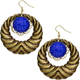 Blue Extra Large Gemstone Crescent Earrings