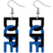 Blue Black Dope Wooden Letter Earrings