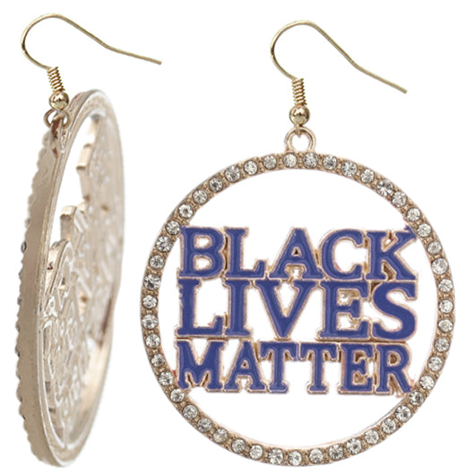 Blue Black Lives Matter Metal Hoop Earrings