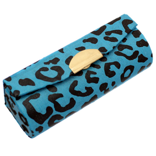 Black Blue Cheetah Printed Lipstick Holder Case