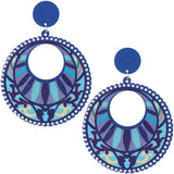 Blue Boho Wooden Dangle Earrings