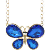 Blue Butterfly Gemstone Charm Chain Necklace