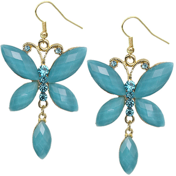 Blue Butterfly Gemstone Dangle Earrings