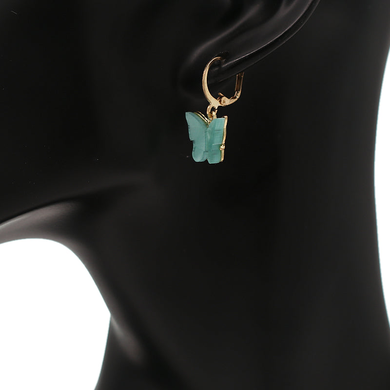 Mint Blue Butterfly Leverback Mini Earrings
