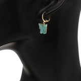 Mint Blue Butterfly Leverback Mini Earrings