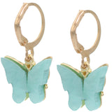 Mint Blue Butterfly Leverback Mini Earrings