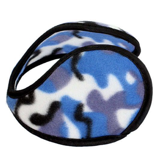 Blue Camo Fleece Unisex Coil EarMuffs Warmers