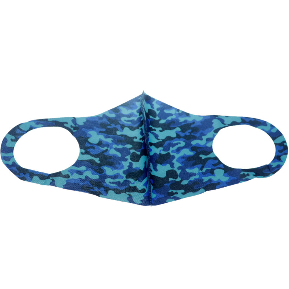 Blue camo face covering mask