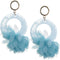 Blue Chiffon Open Circle Drop Earrings
