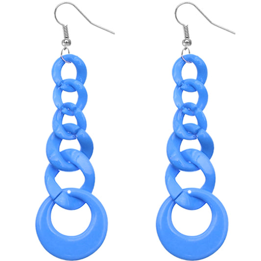 Blue Gradual Chain Link Earrings