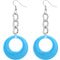 Blue Chain Link Drop Hoop Earrings