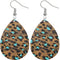 Blue Cheetah Print Wooden Teardrop Earrings