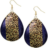 Blue Cheetah Teardrop Drop Earrings
