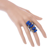 Blue Beaded Coil Wrap Ring