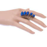Blue Beaded Coil Wrap Ring
