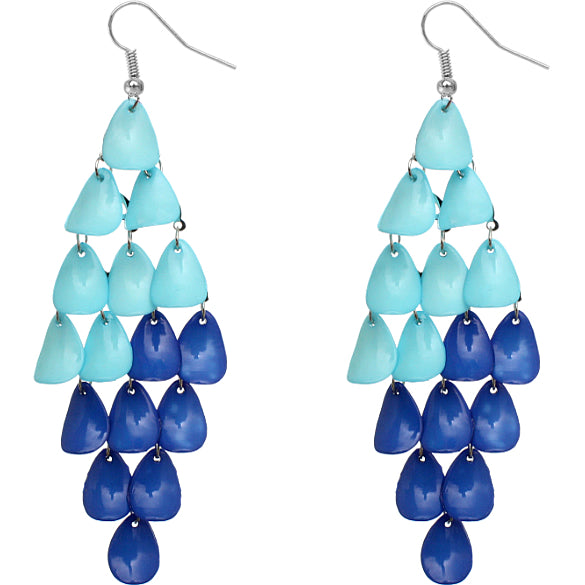 Blue Colorblock Arch Teardrop Dangle Earrings