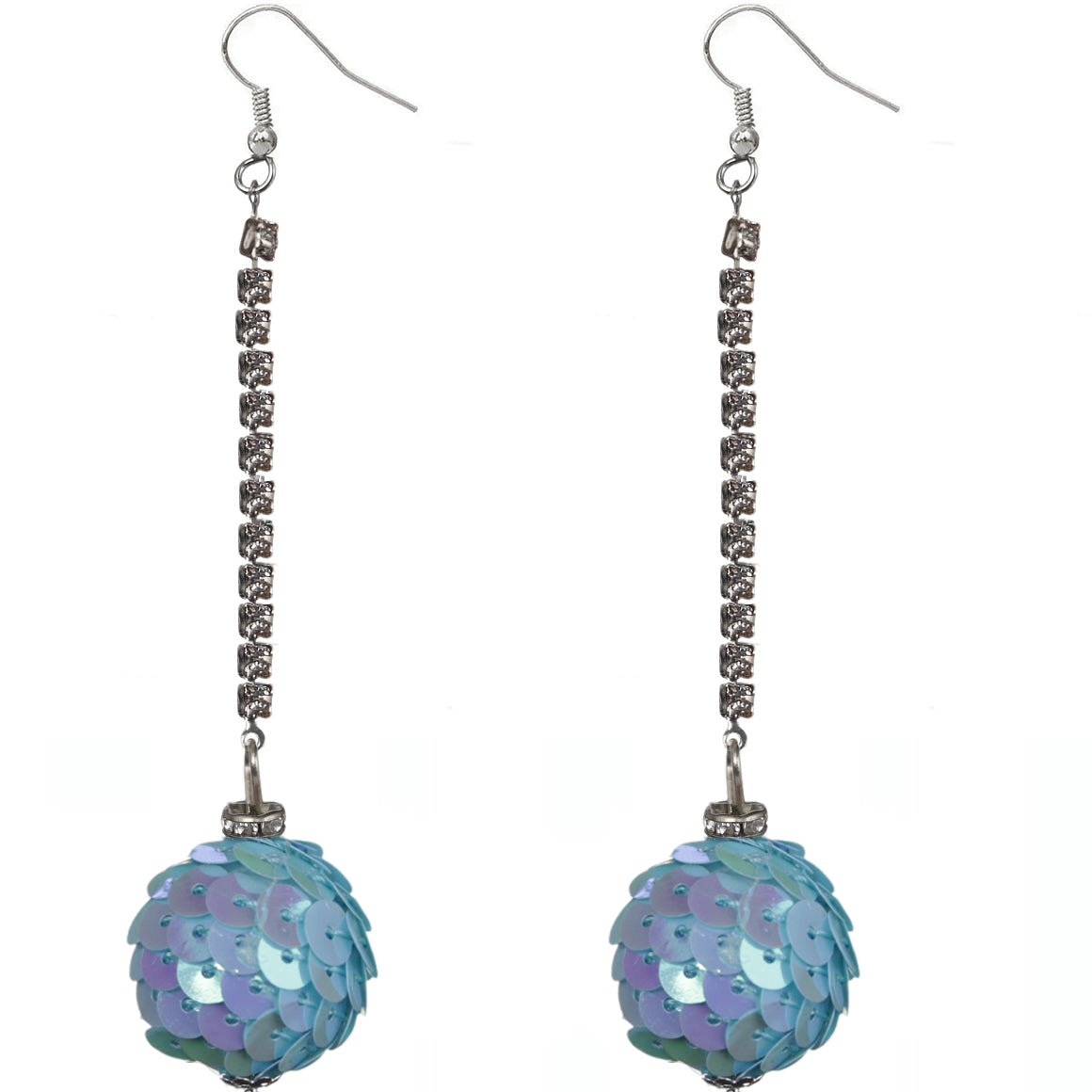 Blue Iridescent Confetti Ball Chain Earrings