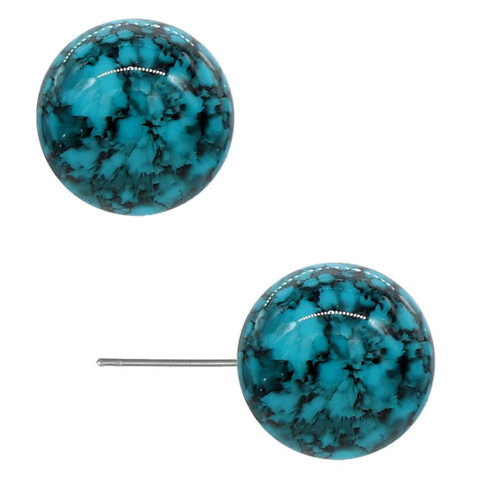 Blue Cracked Pattern Post Earrings