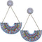 Blue Crescent Triangular Shape Post Earrings