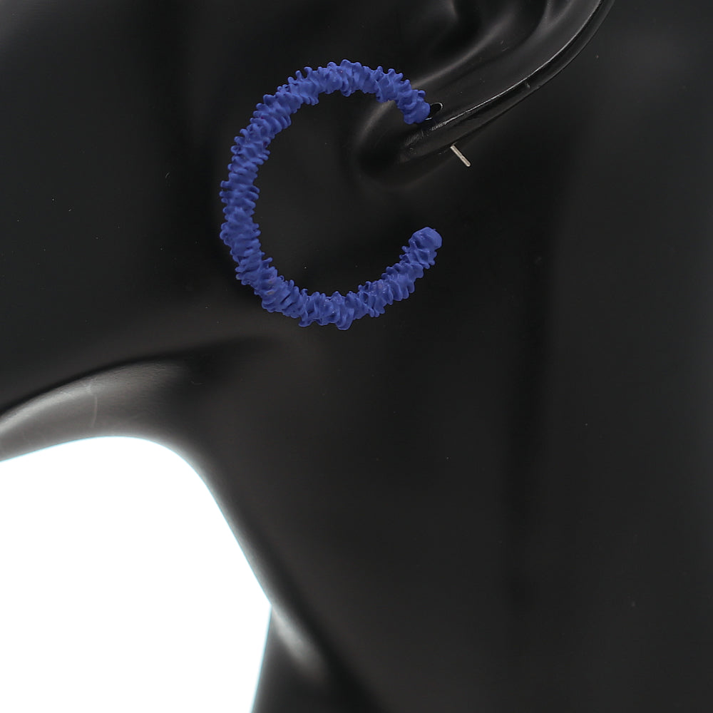 Blue Crinkle Mini Hoop Earrings