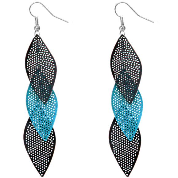 Blue Glitter Long Earrings