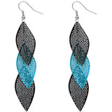 Blue Glitter Long Earrings