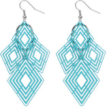 Blue Diamond Shaped Dangle Earrings