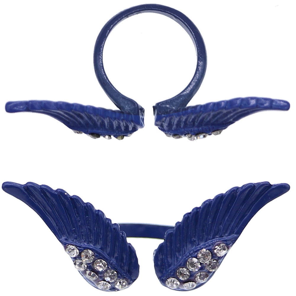 Dark Blue Double Angel Wing Cuff Ring