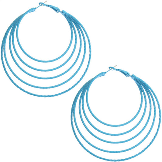 Blue 4-Hoop Earrings