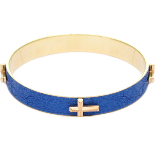 Blue Cross Fabric Bangle Bracelet