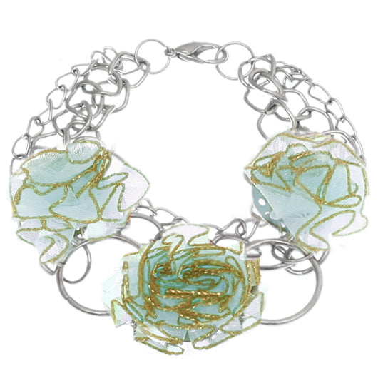Blue Tulle Flower Chain Bracelet