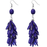 Blue Faceted Beaded Oval Dangle Earrings