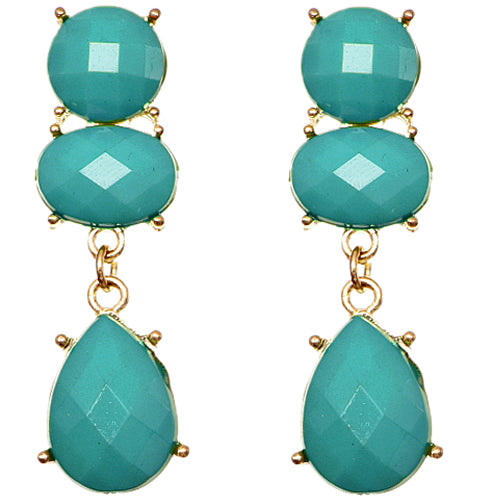 Blue Elegant Faceted Teardrop Post Earrings