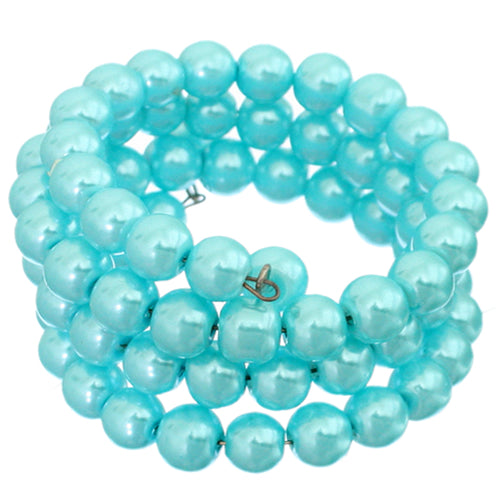 Blue Faux Pearl Coil Wrap Bracelet