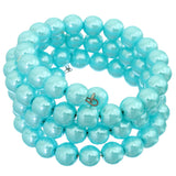 Blue Faux Pearl Coil Wrap Bracelet