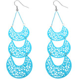 Blue Crescent Long Chain Earrings