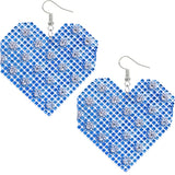 Blue Mesh Rhinestone Heart Earrings