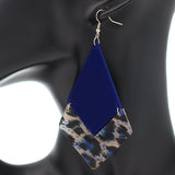 Blue Geometric Leopard Print Dangle Earrings