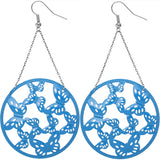 Blue Gigantic Butterfly Chain Earrings