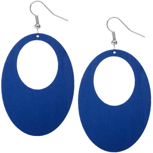 Blue Gigantic Oval Cutout Earrings